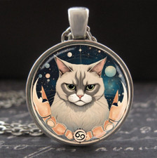 Cancer Zodiac Necklace Horoscope Astrology Sign Pendant Silver Birthday Jewelry