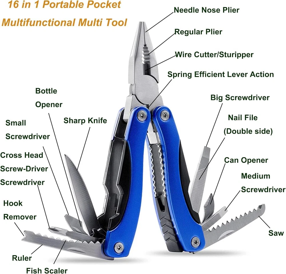 Multi Tool, Multitool, Dad Birthday Gift, Fathers Gifts, Christmas 6IN, Blue