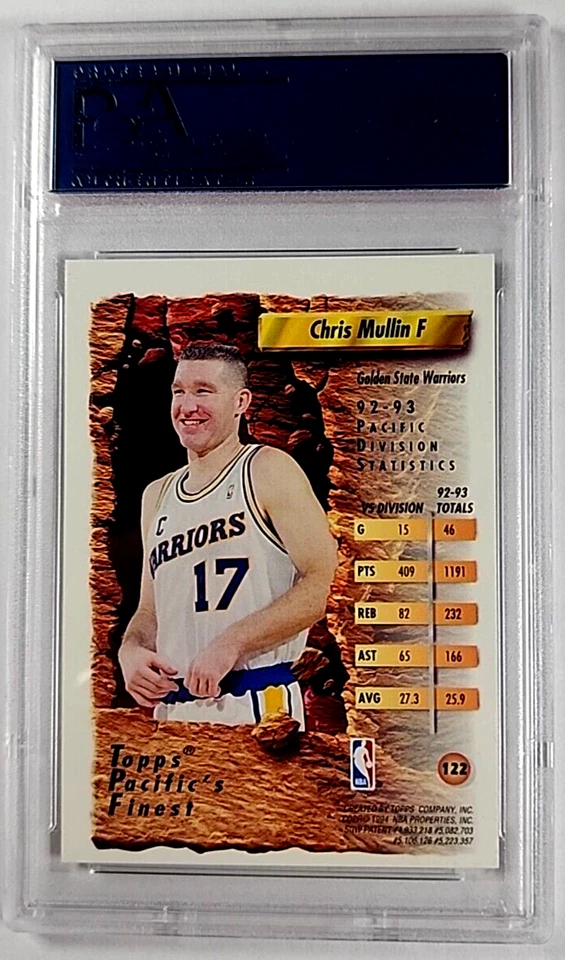Topps Finest Refractor #122 1993 Chris Mullin Salón de la fama PSA 9 *Ninguno calificado superior* Foto 2 de 3
