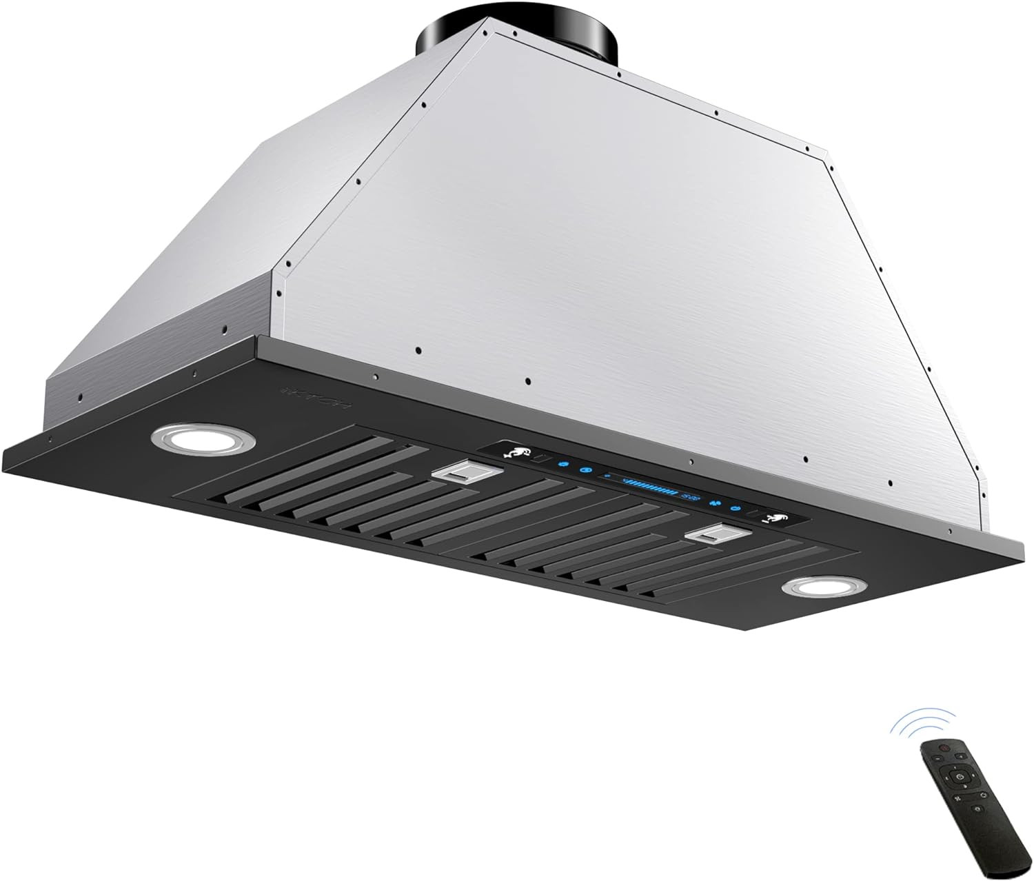 30 Inch Black Built-In/Insert Range Hood, 900 CFM Ducted/Ductless Stainless Stee