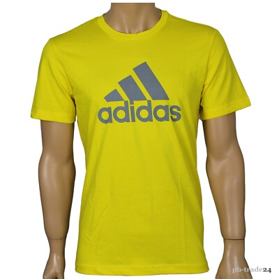 Adidas T-Shirt Herren gelb Sportshirt Performance Essentials Climalite Cotton 