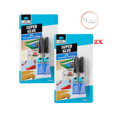 2x | Bison Sekundenkleber Gel 2x2g - Schnelltrocknend, Extra Stark, Tropffrei