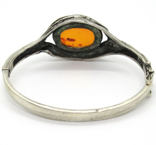 PERLI Armreif 835er Silber Bernstein 60s 70s Vintage Silver Bracelet Amber - Bild 4 von 5
