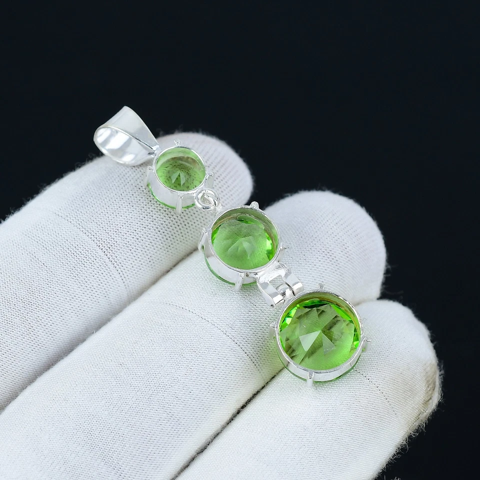 Peridot Edelstein Handgemacht 925 Sterling Silber Anhänger August Monatsstein - Bild 2 von 4