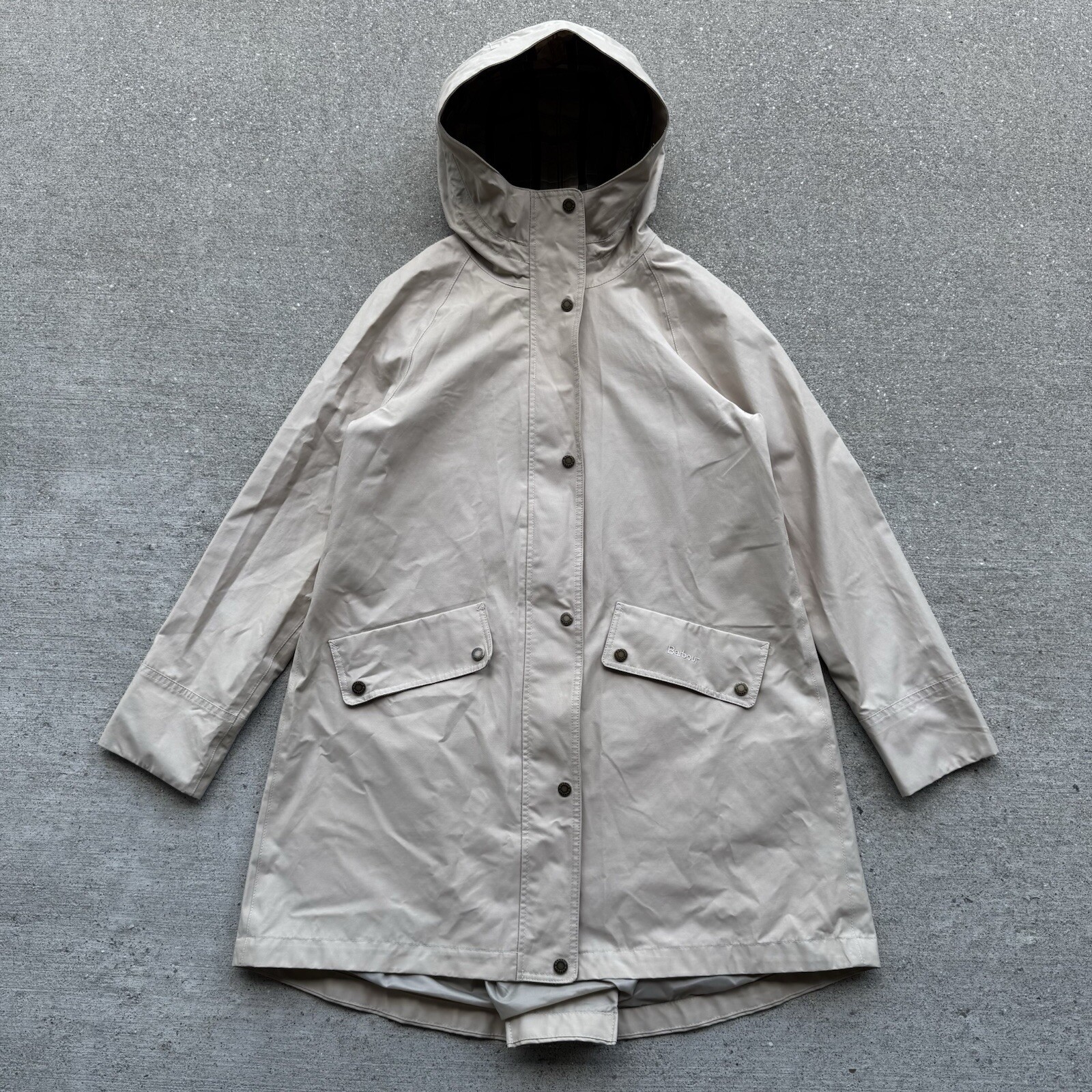 Women's Barbour Carpel Waterproof Jacket Size 4 Beige Tartan Lined Raincoat