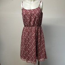 Loft size small sundress spaghetti strap sheer lined red floral