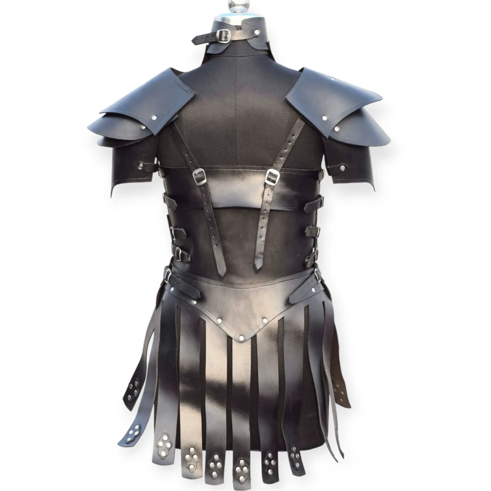 Disfraz medieval renacentista para mujer trajes de cuero LARP Foto 2 de 3