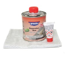 Presto 600412 Polyesterharz Reparaturbox 250g + Glasfaservlies & Glasfasergewebe