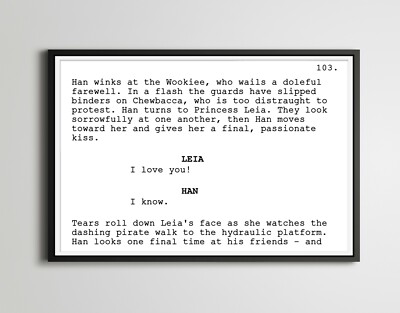 Star Wars Movie Screenplay POSTER! (up to 24'' x 36'') - Minimalist - Film - Gift