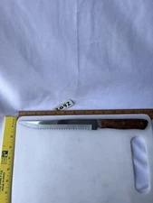 Hanford Forge Stainless Steel Bread Knife Serrated Wood Handle Made in Japan 14”