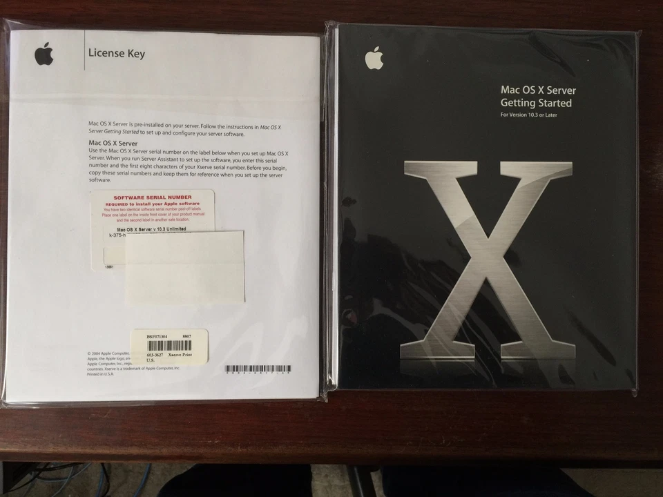 Apple Mac OS X Server 10.3 with unlimited clients key, Original 4 CD set w/Docs - Image 2 of 4