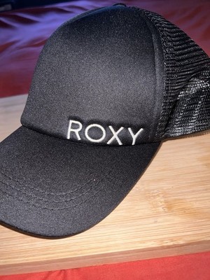 ROXY Black Mesh Trucker Hat Adjustable Women's Polyester Classic Logo