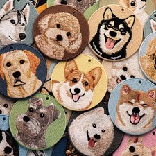 Embroidery Dog Keychain Double-Sided Design Compatible with Pet Lover Essentials