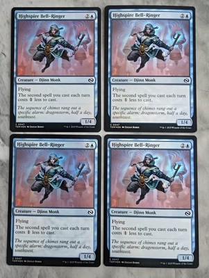 Highspire Bell-Ringer (Foil) (PLAYSET X4) MTG TDM | Blue Creature Djinn Monk EDH