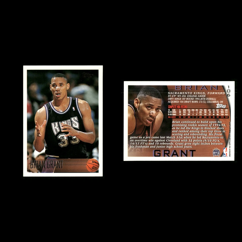 Brian Grant #106 1996-97 Topps Sacramento Kings Basketball Card NBA - Image 3 of 3