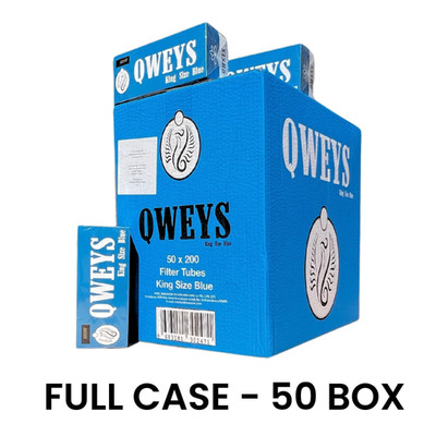 QWEYS King Size Blue Cigarette Filter Tubes Full Case  50 BOX 