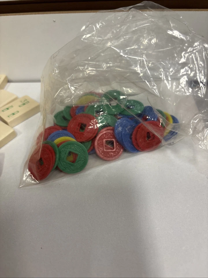 Cardinal Mah Jongg Set 1972 With 165 Tiles 4 Racks Rule Book Box And 67 Tokens - Image 3 of 4