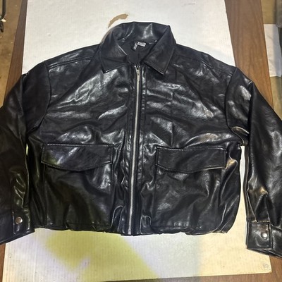 DIVIDED H&M Women s Faux Leather Jacket Short Black Size Small