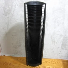 Vintage LASERLINE 50 DVD Black Plastic Floor Tower Rack Display Storage Rack 38”