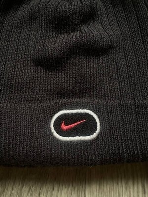 Nike Black Quilted Fleece Hat Nike Black Knit Beanie Hat Fleece Lined Swoosh Logo One Size  main image 2