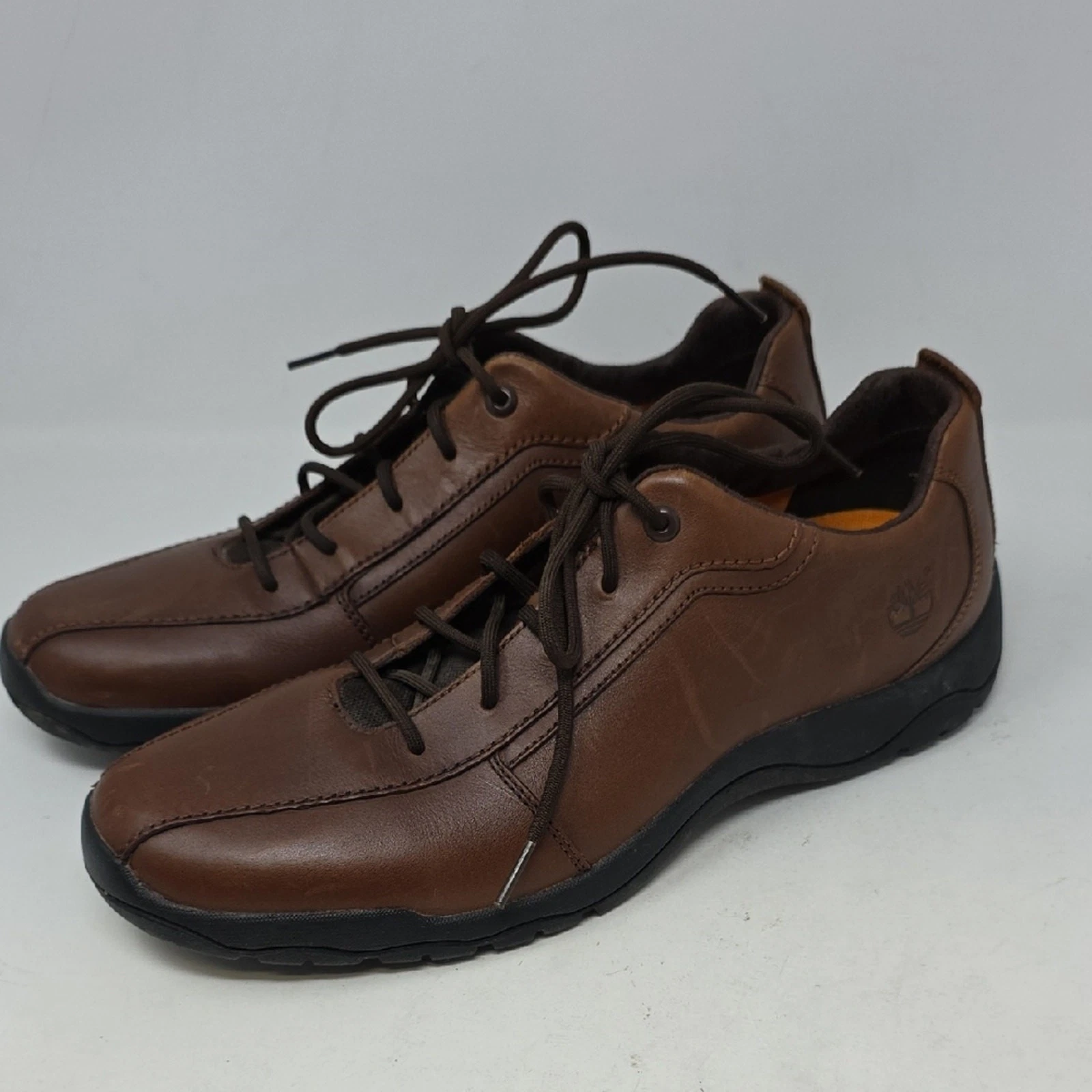 Oxford Timberland in pelle marrone con suole in gomma misura 10 5