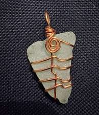 Handcrafted Green Sea Glass Copper Wire-Wrapped Pendant, Beach Glass