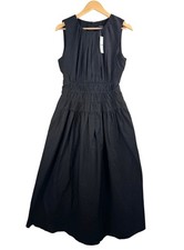 J. Crew Hyacinth Dress In Cotton Poplin black ruched money 90s Y2K sz ST