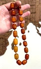 Vintage Bakelite Catalin Amber Butterscotch Barrel Bead Necklace 1950s Old 75gr.