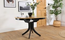 Hudson Round Extending Dining Table, 90-120cm,  Solid Hardwood