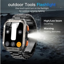 Military Grade Smart Watch Men GPS Tactical LED Flashlight Stainless Steel Band* 6