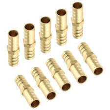 10Pcs Brass Hose Barb Fitting, 3/8" x 3/8" Hose ID Brass Hex Barbed Splicer M...