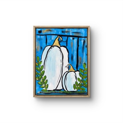MER ORIGINAL  FARMHOUSE GHOST  WHITE PUMPKIN SEASONAL    DECOR CANVAS ART 11X14