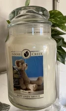 SOFT LINEN BREEZE goose creek candles 24 oz Large jar 2 Wick Rare/retired NEW