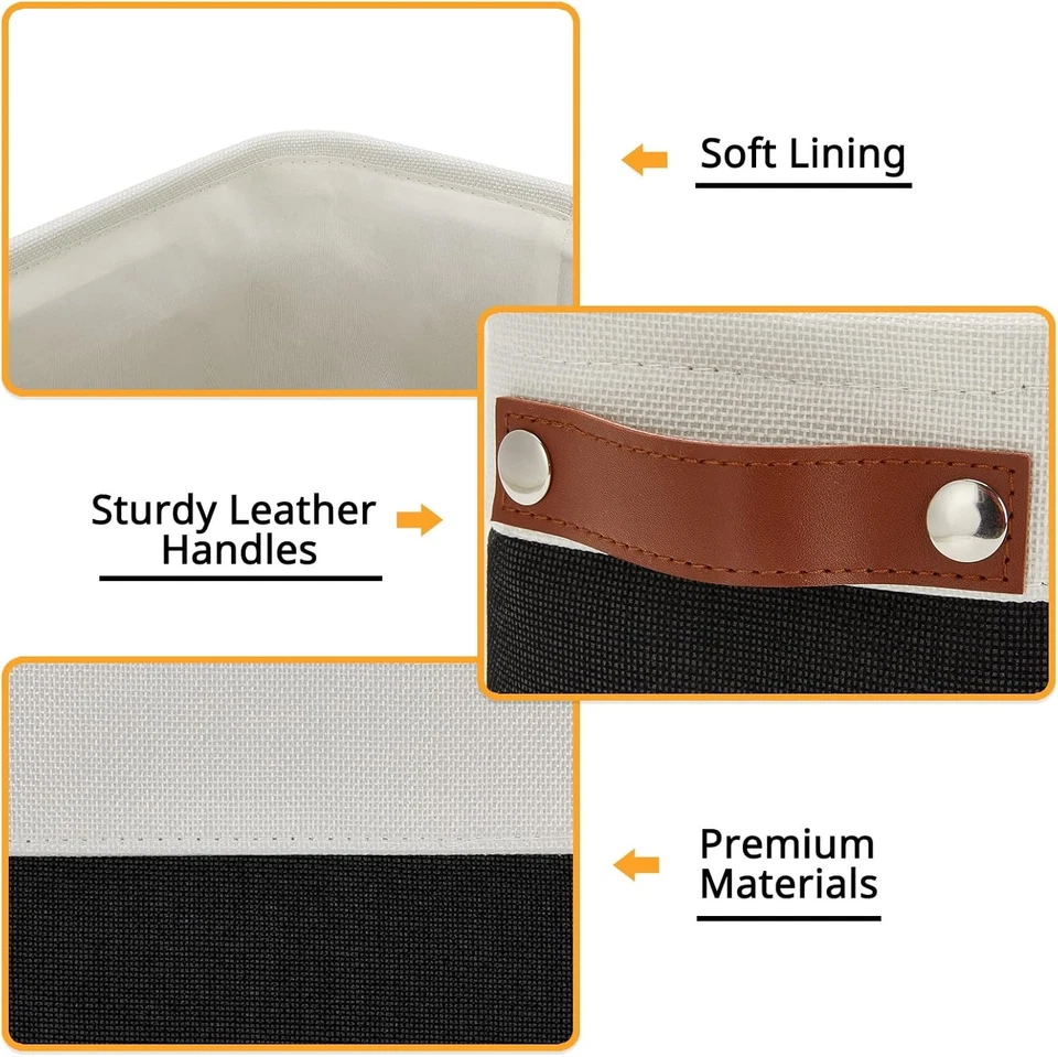 Cesta de almacenamiento de papel higiénico con mango de cuero para parte posterior del inodoro Foto 3 de 4