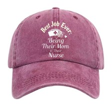 Nurse Mom Floral Quote Washed Cotton Cap, Mom Life Baseball Hat