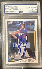 Corey Seager Signed Baseball Card Auto 2014 Pro Debut #30 PSA/DNA