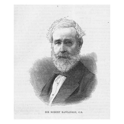 Sir Robert Rawlinson englischer Ingenieur und Sanitär - antiker Druck 1883
