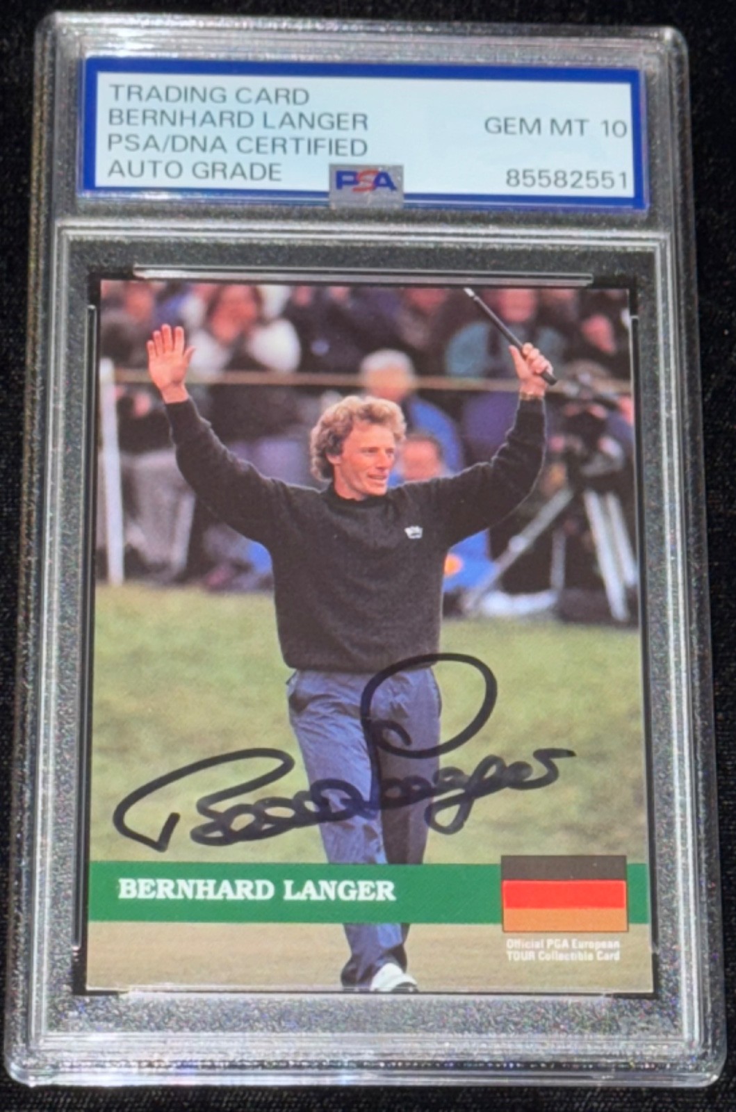 Signed Bernhard Langer 1992 Pro Set Golf #e11 Germany Rookie Card RC Auto PSA 10 view 2
