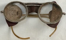 Antique Motorcycle Glasses Safety Goggles Leather Side Shields as is