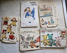 *Lot Of 5* Vtg Bears, Dolls, Clown, Fruit Orchard Kids, Patterns Mccalls 1950s