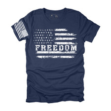 Mens Distressed Freedom USA Flag Men T Shirt Patriotic American Tee XS-3XL