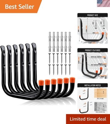 6 Pack 8 Inch Heavy Duty Garage Hooks, Wall Mount Storage Hangers for Ladder,...