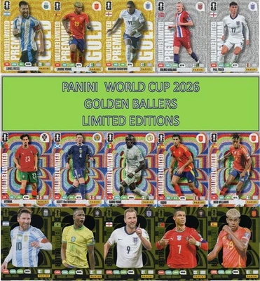 Panini Adrenalyn XL World Cup 2026 Golden Baller & PREMIUM Limited Edition cards - Image 1 of 4