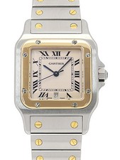Cartier Santos Galbe LM W20011C4 H40xW29mm Ivory Dial Stainless Gold Card #T114