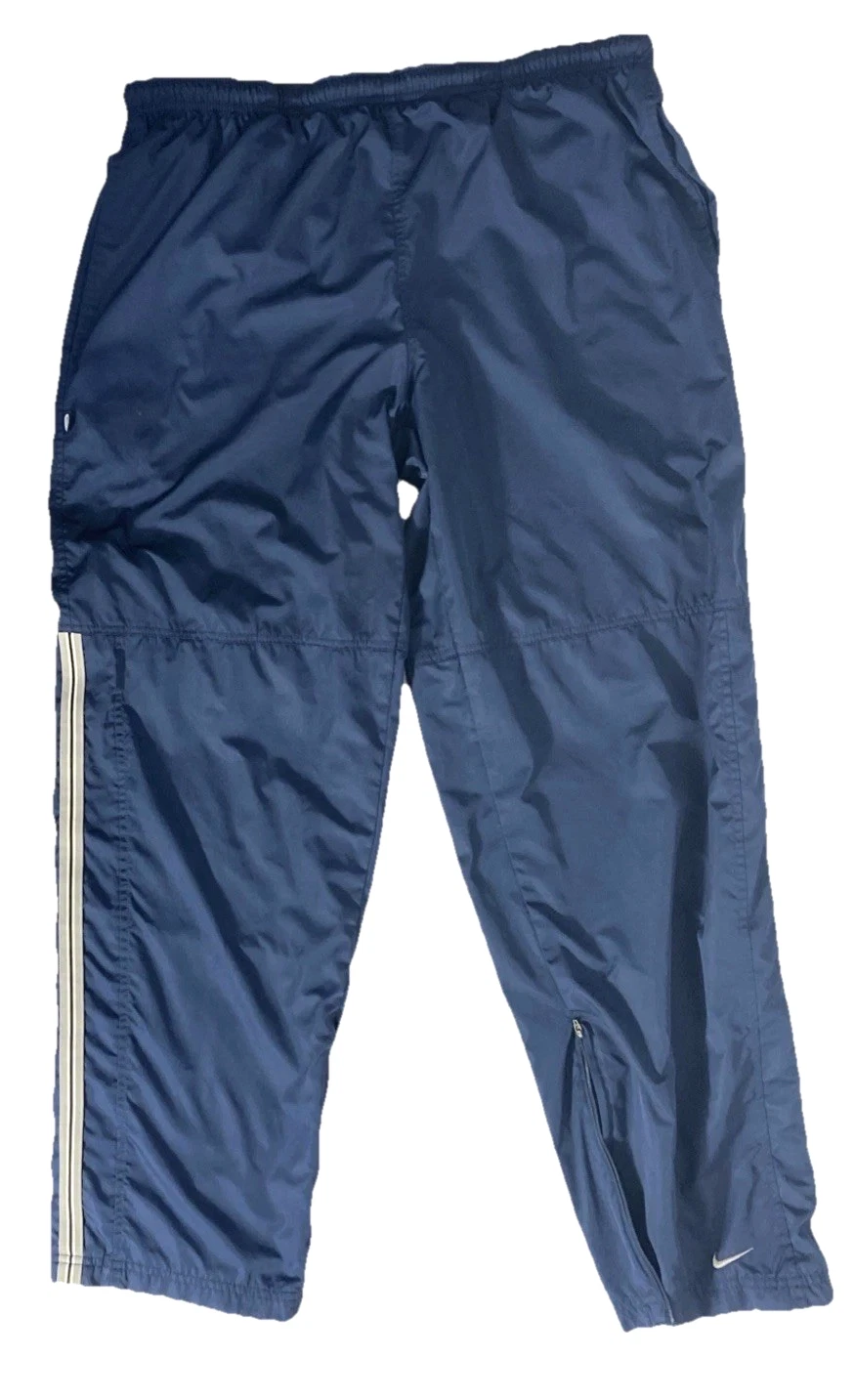 VTG Nike Windbreaker Track Pants Men’s Sz M Navy Lined Ankle Zip Pockets 90s