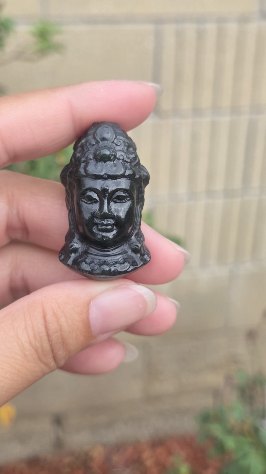 Hotan Black Jade Guanyin Head Pendant | 3D Full-Bodied Carving | Bodhisattva of