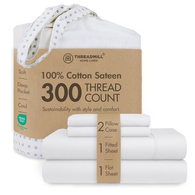Threadmill Cotton Full Size Sheet Set| 100% Cotton Sheets for Full Size Bed | So