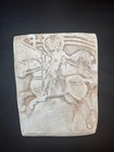 Vintage Saint George & the Dragon Cast Stone Relief Wall Plaque — photo 1