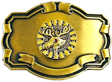 Moose Club Gold Colored Belt Buckle with Moose Head - Belt Buckle