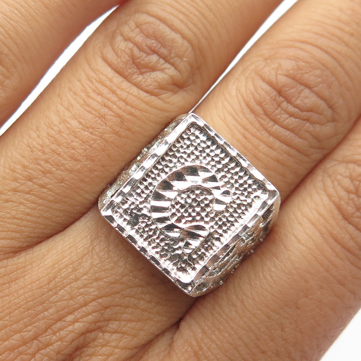 925 Sterling Silver Vintage Engraved Letter 